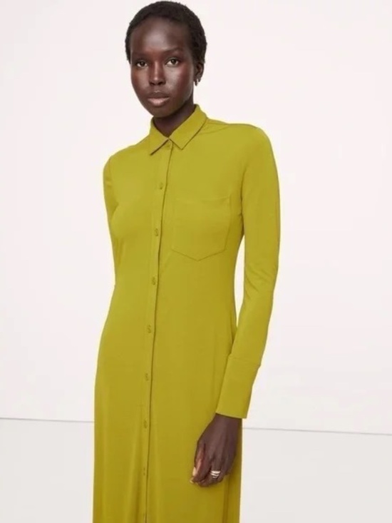 BANANA REPUBLIC PARRIOT GREEN JERSEY KNIT MIDI DRESS - Picture 2 of 3